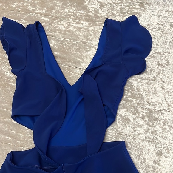 Royal Blue Ruffle Sleeve Bow Tie Back Dress - Picture 4 of 7